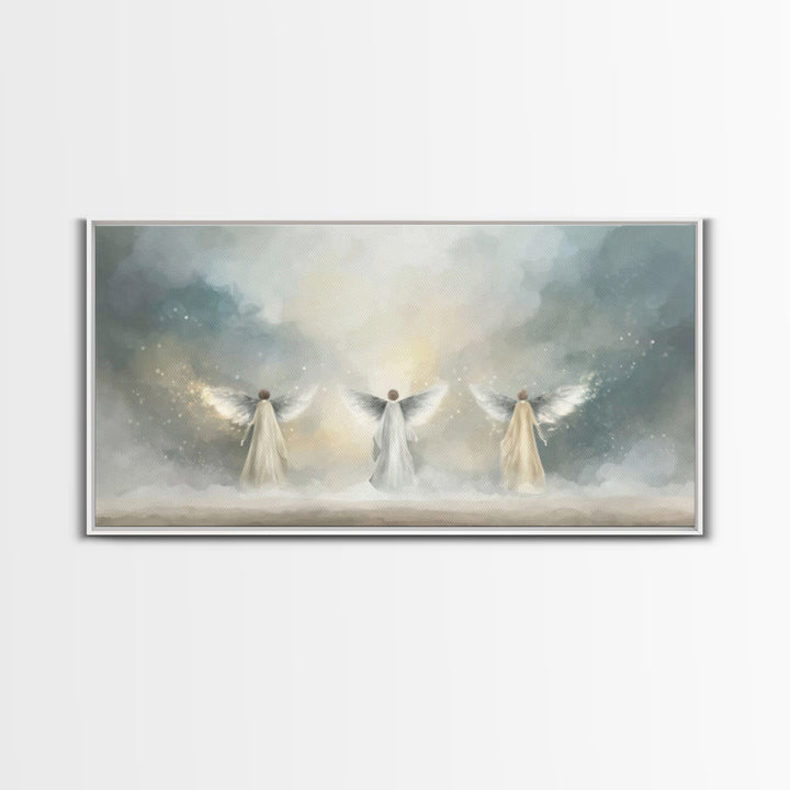Heavenly Guardians – Framed Canvas Print – Christian Wall Art – Christian Art Canvas – Christian Painting – Christian Art Work – Subtle Chr