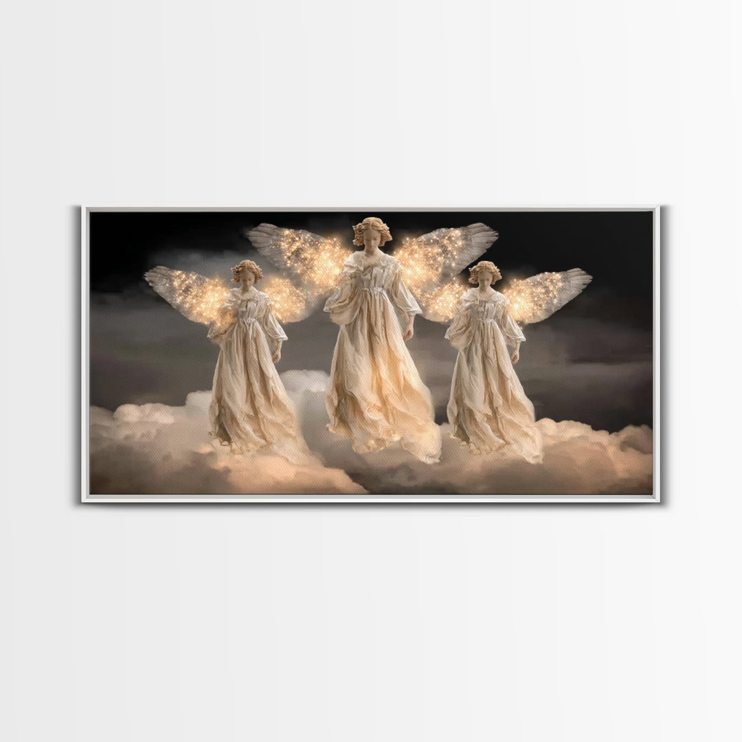 Celestial Shine – Framed Canvas Print – Christian Christmas Art – Christian Art Canvas – Christmas Art Framed – Christian Wall Art – Framed