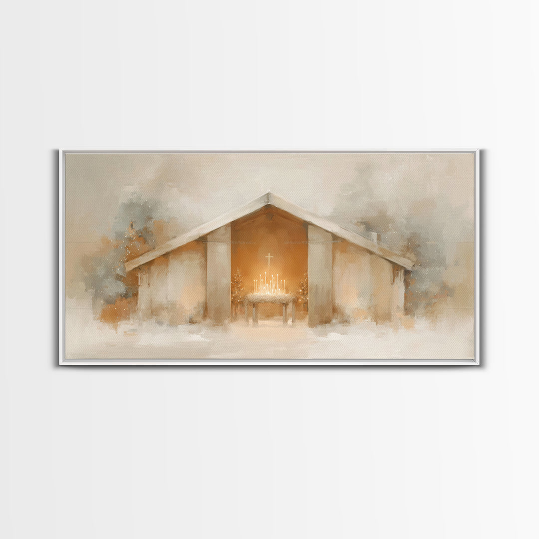 Holy Lantern Glow | Framed Canvas Print | Christian Christmas Art | Christian Wall Art | Christian Art Canvas | Christmas Art Prints | Mode