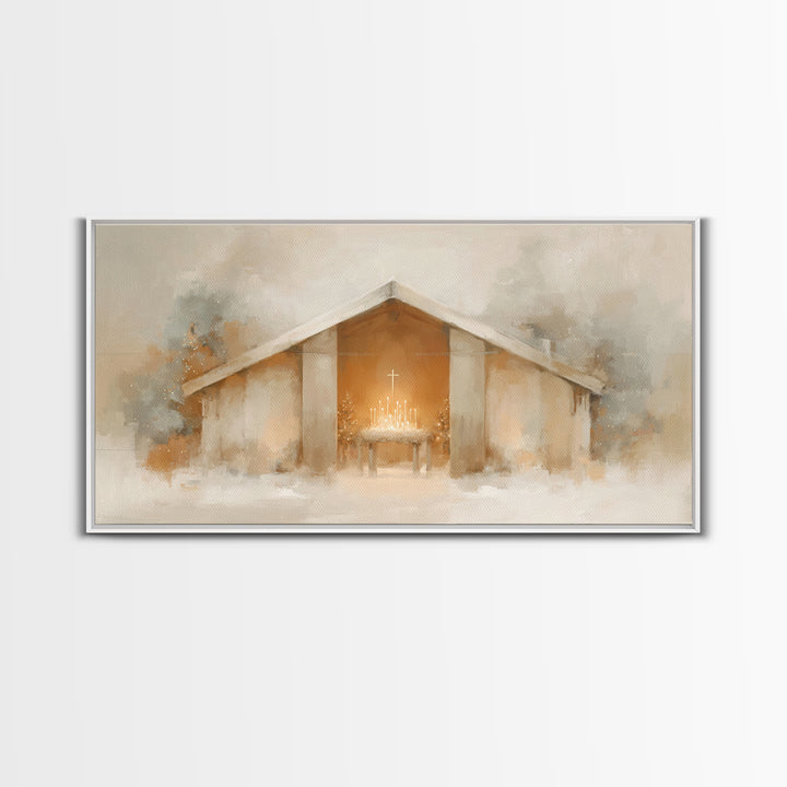 Holy Lantern Glow | Framed Canvas Print | Christian Christmas Art | Christian Wall Art | Christian Art Canvas | Christmas Art Prints | Mode