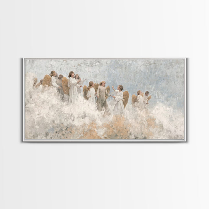 Joy Among Angels – Framed Canvas Print – Christian Christmas Art – Christian Wall Art – Christmas Art Prints – Christian Art Canvas – Chris