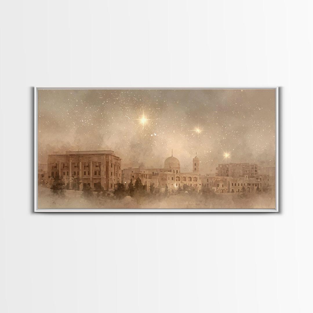 Bethlehem Radiance – Framed Canvas Print – Christmas Wall Art – Christian Art Canvas – Christian Christmas Art – Christian Painting – Chris