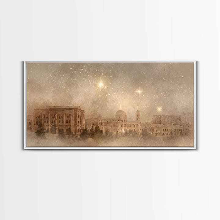 Bethlehem Radiance – Framed Canvas Print – Christmas Wall Art – Christian Art Canvas – Christian Christmas Art – Christian Painting – Chris