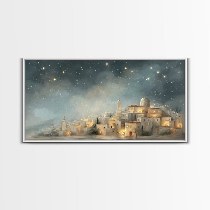 City of Light – Framed Canvas Print – Christian Wall Art – Christian Art Canvas – Christmas Art Work – Christian Christmas Decor – Christia
