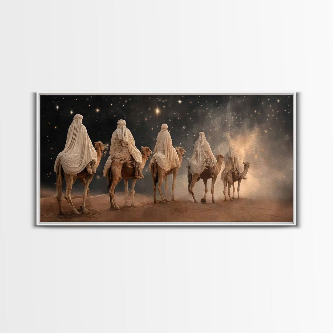Journey of the Magi – Framed Canvas Print – Christian Christmas Art – Christian Art Canvas – Christmas Art Work – Christian Wall Art – Folk