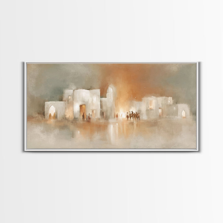 Bethlehem Arrival | Framed Canvas Print | Christmas Wall Art | Christian Christmas Art | Christian Art Canvas | Modern Christian Art | Chri