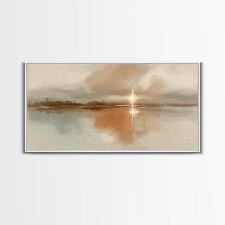 Star Over Stillness – Framed Canvas Print – Christian Art Canvas – Christian Wall Art – Minimalist Christian Art – Christmas Art – Christia