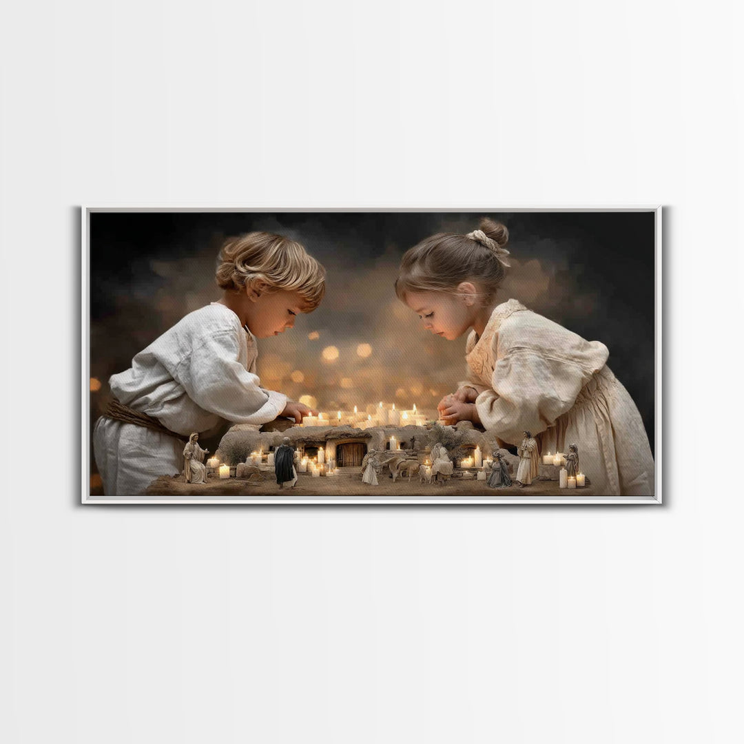 Little Lights Of Hope – Framed Canvas Print – Christian Christmas Art – Christian Wall Art – Christian Art Canvas – Christmas Art Prints –