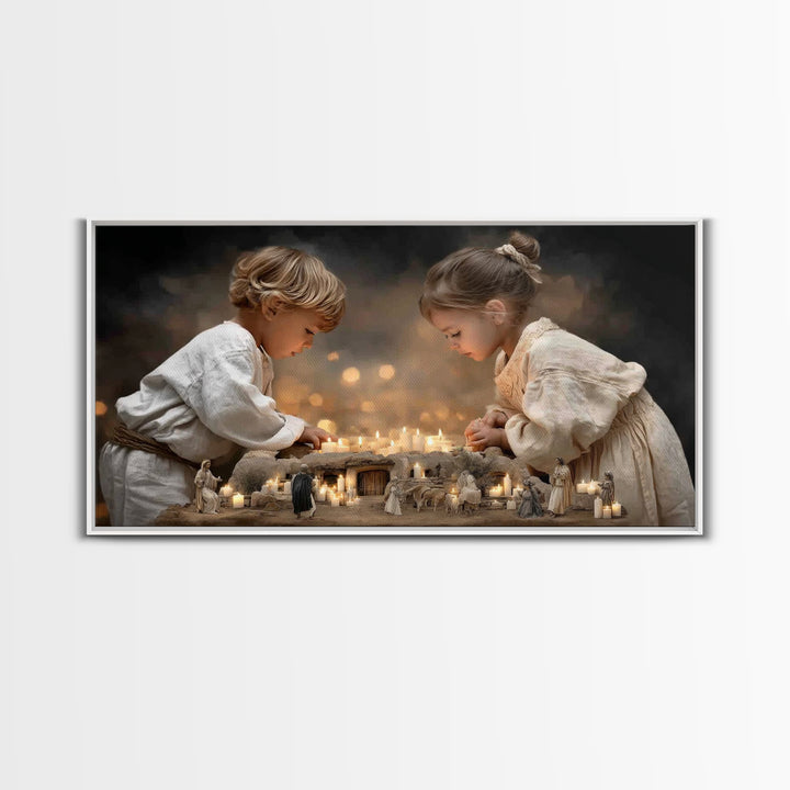 Little Lights Of Hope – Framed Canvas Print – Christian Christmas Art – Christian Wall Art – Christian Art Canvas – Christmas Art Prints –