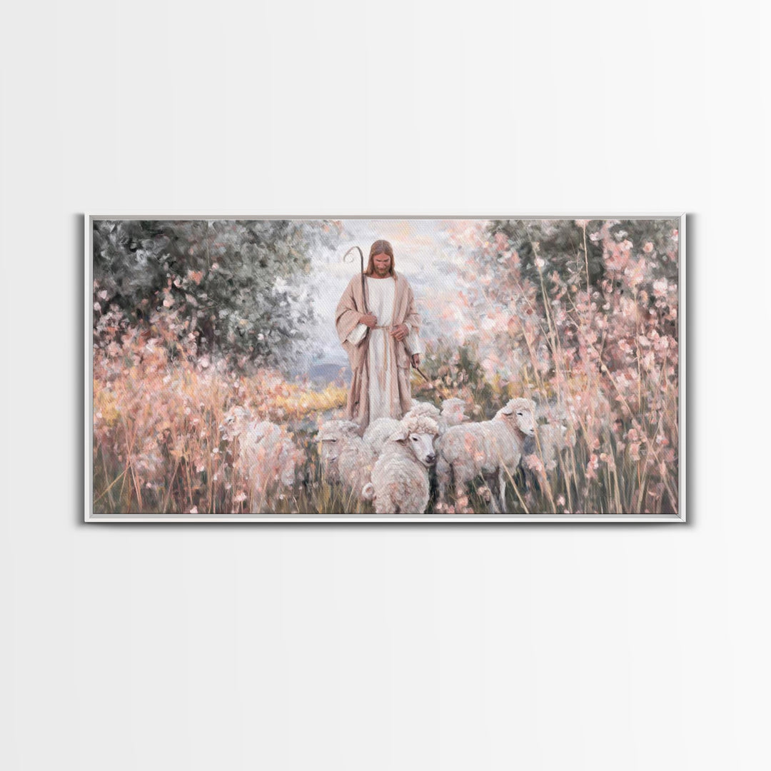 Pastel Shepherd Light – Framed Canvas Print – Christian Art Canvas – Modern Christian Art – Christian Wall Art – Christian Art Print – Chri