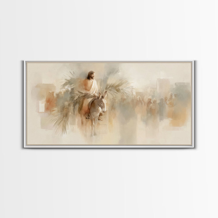 Palm Road Glory, Framed Canvas Print, Christian Wall Art, Jesus Painting, Christian Art Canvas, Christmas Art, Christian Gift Ideas