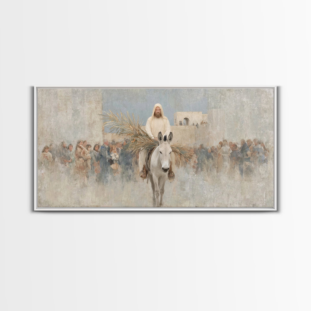 Humble Entry Light - Framed Canvas Print - Christian Art Canvas - Jesus Painting - Christian Wall Art - Christmas Art - Christian Decor