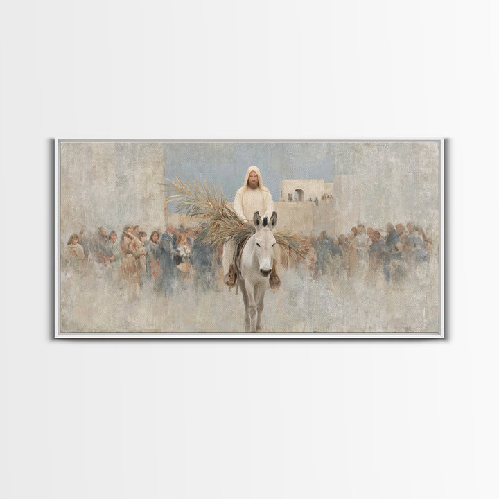 Humble Entry Light - Framed Canvas Print - Christian Art Canvas - Jesus Painting - Christian Wall Art - Christmas Art - Christian Decor
