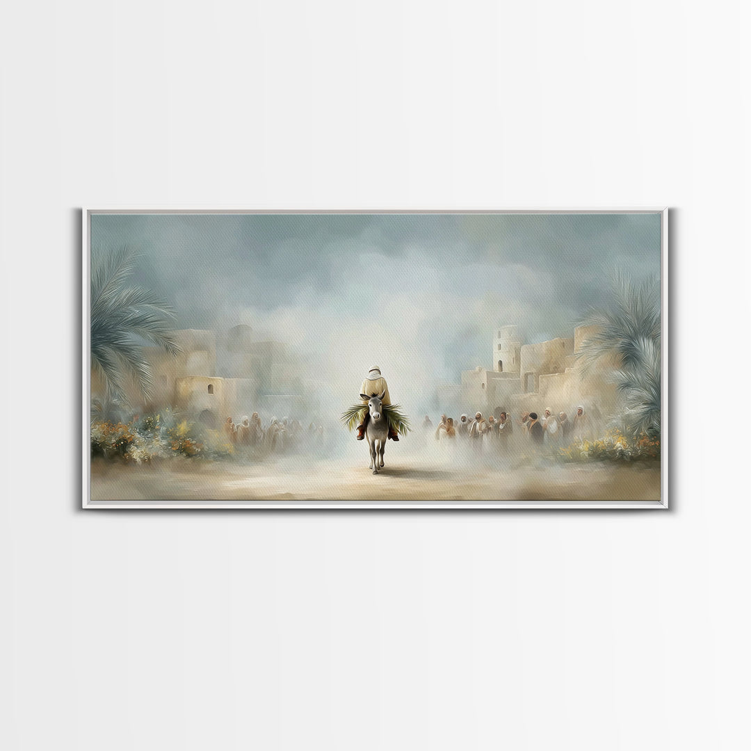 City Gate Arrival | Framed Canvas Print | Christian Art Canvas | Jesus Painting | Christian Wall Art | Christian Gift Ideas | Christmas Art