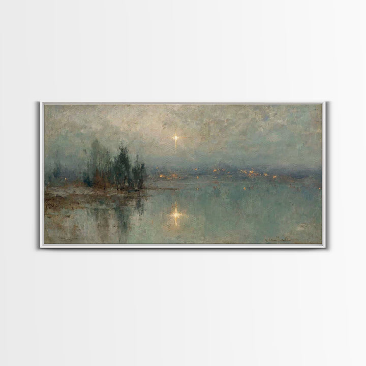 Midwinter Star Watch – Framed Canvas Print – Christmas Art – Christian Art Canvas – Christian Wall Art – Christian Christmas Art – Vintage
