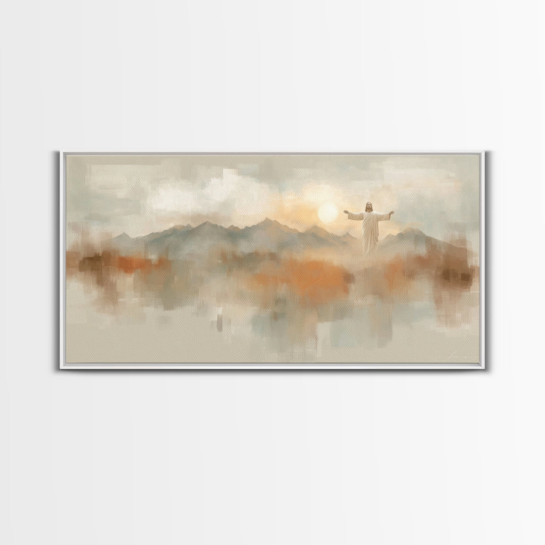 Hills Of Blessing, Framed Canvas Print, Christian Art Canvas, Christian Wall Art, Modern Christian Painting, Jesus Painting, Christian Gift