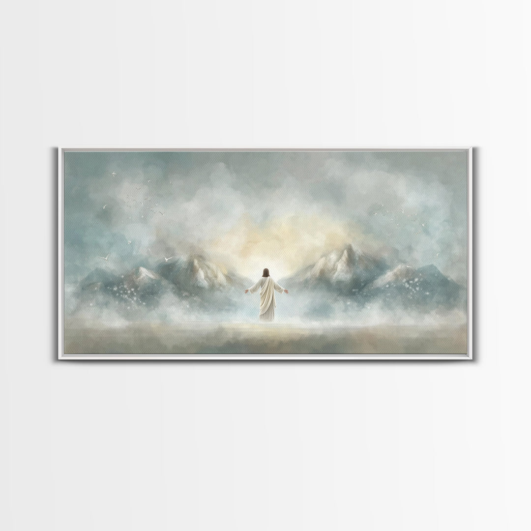 Peaceful Pastures, Framed Canvas Print, Christian Art Canvas, Christian Painting, Christian Wall Art, Christian Art, Jesus Painting
