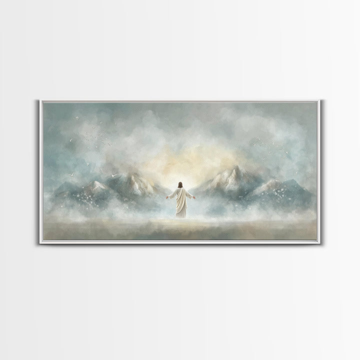 Peaceful Pastures, Framed Canvas Print, Christian Art Canvas, Christian Painting, Christian Wall Art, Christian Art, Jesus Painting
