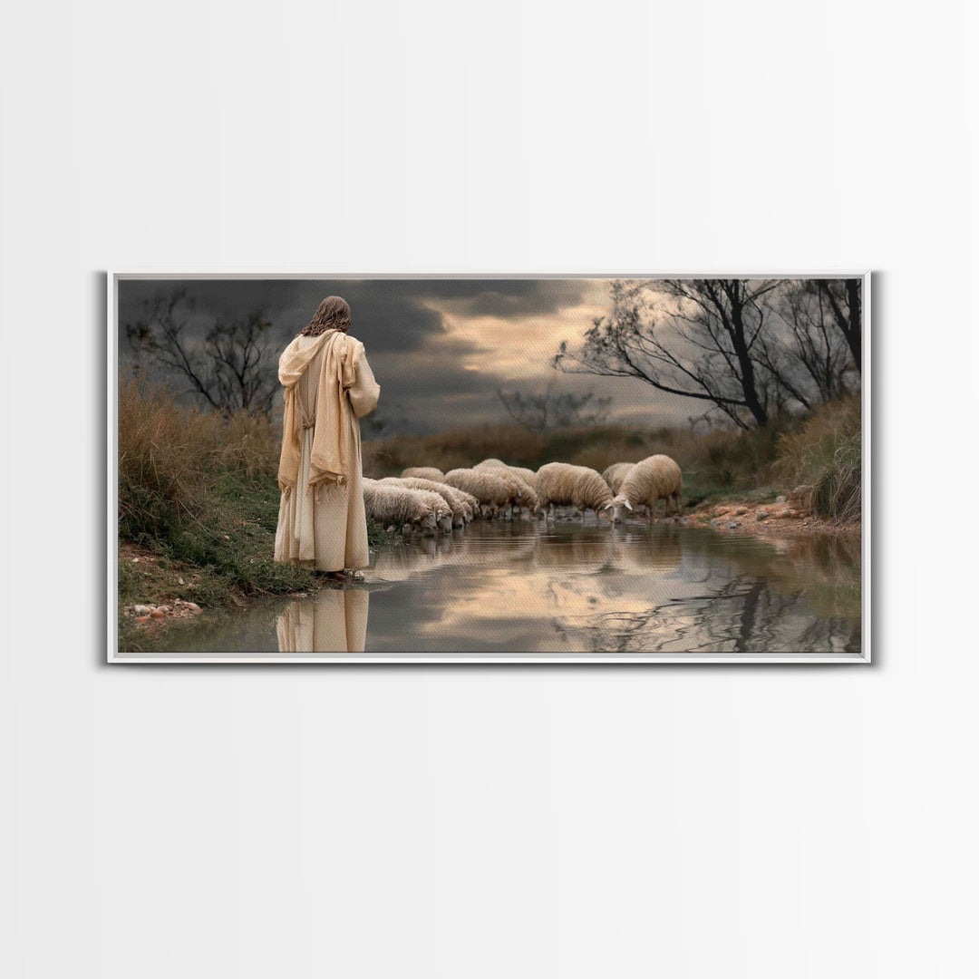 Garden Of Light, Framed Canvas Print, Christian Wall Art, Jesus Painting, Christian Art Canvas, Christian Gift Ideas, Modern Christian Art