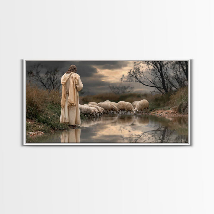 Garden Of Light, Framed Canvas Print, Christian Wall Art, Jesus Painting, Christian Art Canvas, Christian Gift Ideas, Modern Christian Art