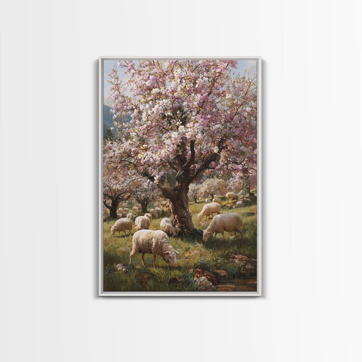 Shepherd Of Blossoms – Framed Canvas Print – Christian Wall Art – Jesus Painting – Christian Christmas Art – Christian Art Canvas