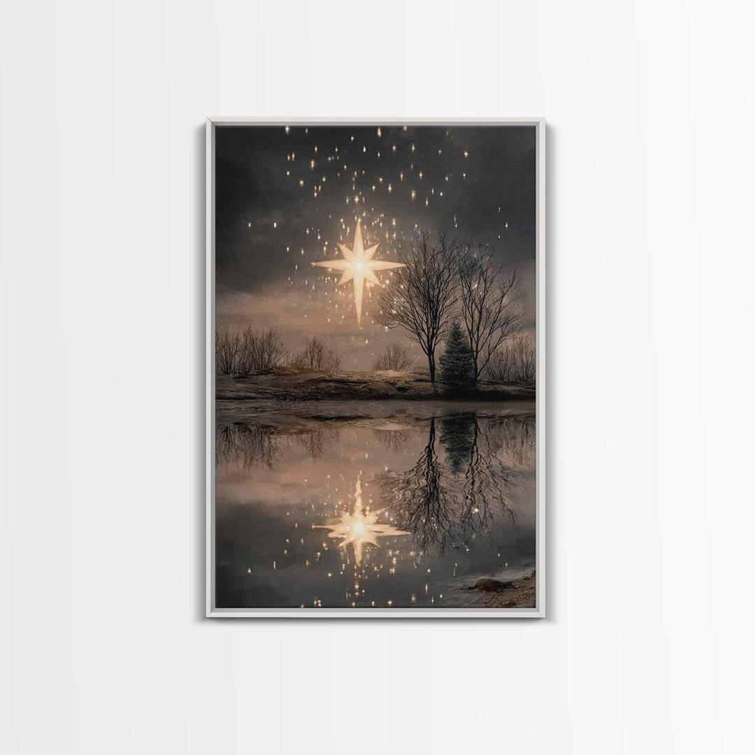 Star Of Hope – Framed Canvas Print – Christian Christmas Art – Christian Art Canvas – Christian Wall Art – Moody Christian Art – Christmas