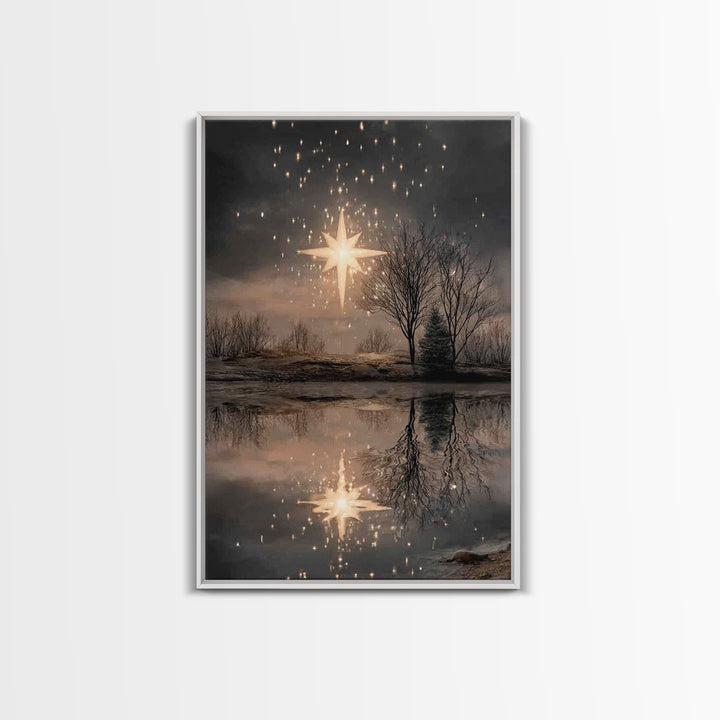Star Of Hope – Framed Canvas Print – Christian Christmas Art – Christian Art Canvas – Christian Wall Art – Moody Christian Art – Christmas