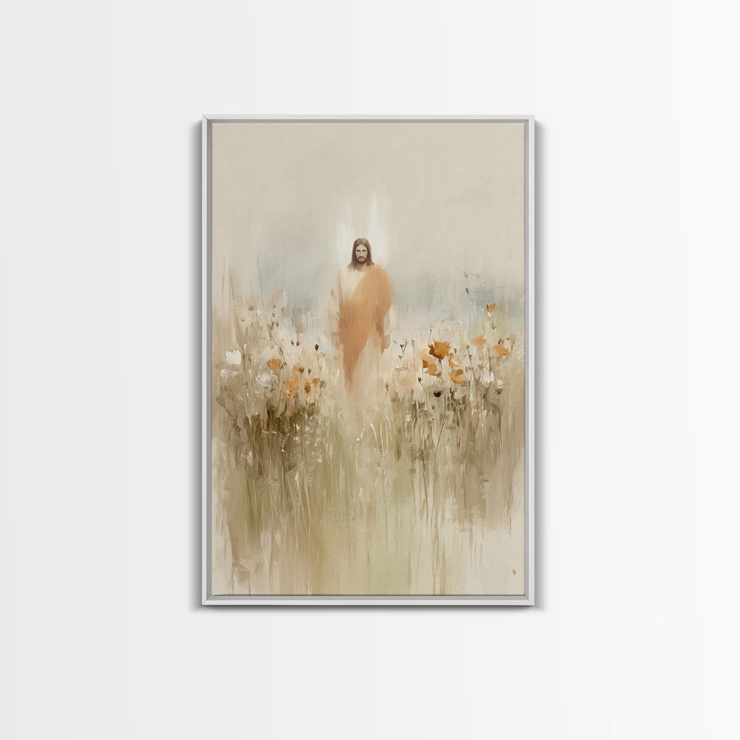 Flowers of His Mercy – Framed Canvas Print – Christian Art Canvas – Minimalist Christian Art – Jesus Painting – Christian Wall Art