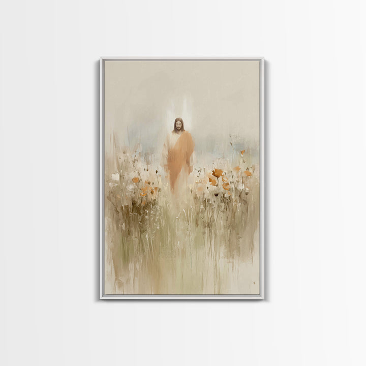 Flowers of His Mercy – Framed Canvas Print – Christian Art Canvas – Minimalist Christian Art – Jesus Painting – Christian Wall Art