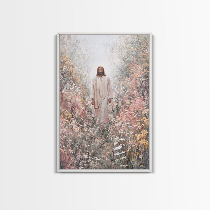 Radiant Garden Light | Framed Canvas Print | Christian Art Canvas | Jesus Painting | Modern Christian Art | Christian Wall Art | Christian