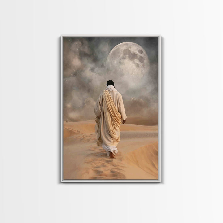 Silent Dawn Path – Framed Canvas Print – Jesus Painting – Christian Wall Art – Subtle Christian Art – Christian Art Canvas – Christian Gift