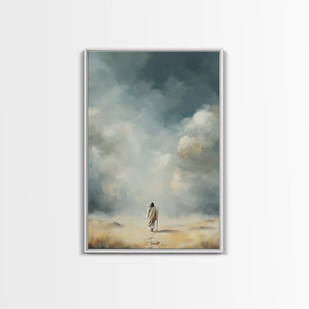 Eternal Stillness | Framed Canvas Print | Christian Art Canvas | Jesus Painting | Minimalist Christian Art | Christian Wall Art | Christian