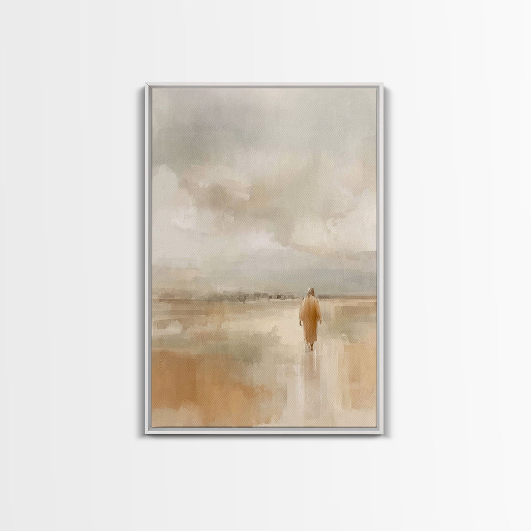Quiet Pilgrim Path | Framed Canvas Print | Christian Wall Art | Jesus Painting | Christian Art Canvas | Subtle Christian Art | Christian De