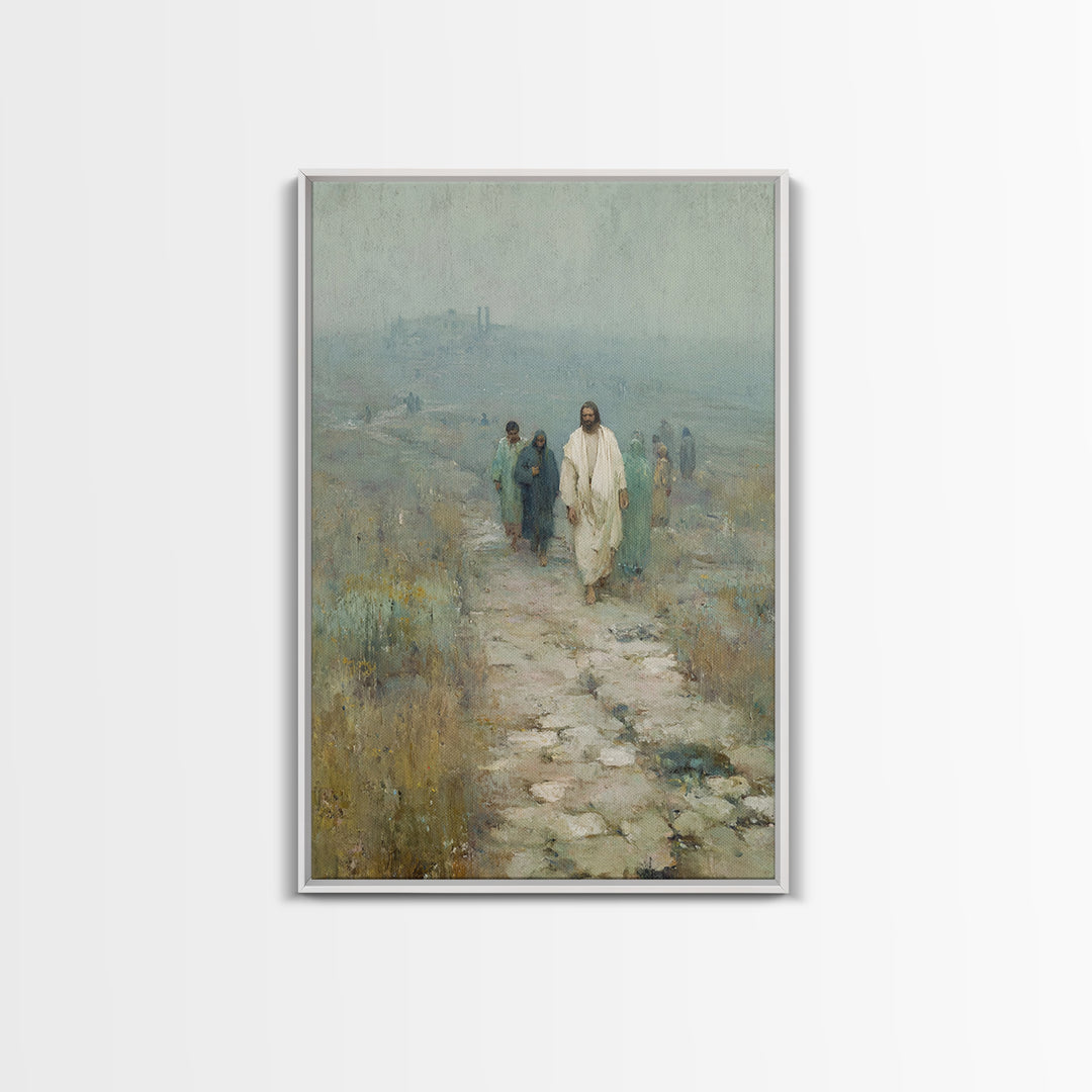 Path Of Discipleship | Framed Canvas Print | Christian Art Canvas | Jesus Painting | Vintage Christian Art | Christian Wall Art | Christian