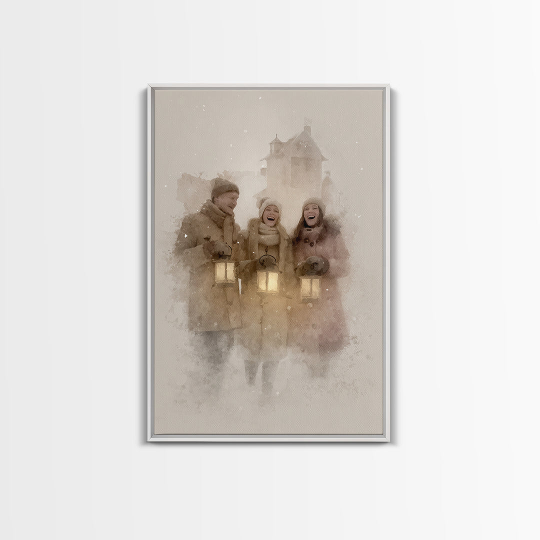 Joyful Gathering – Framed Canvas Print – Christian Wall Art – Christian Art Canvas – Christmas Art – Christian Christmas Decor
