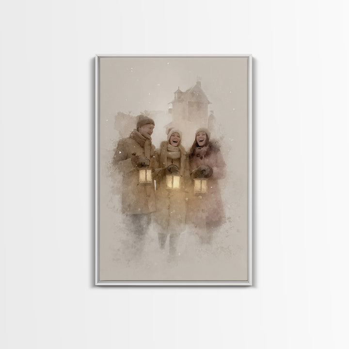 Joyful Gathering – Framed Canvas Print – Christian Wall Art – Christian Art Canvas – Christmas Art – Christian Christmas Decor
