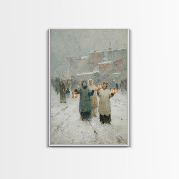 Snowy Companions – Framed Canvas Print – Christian Art Canvas – Christmas Wall Art – Christian Christmas Art – Christian Decor