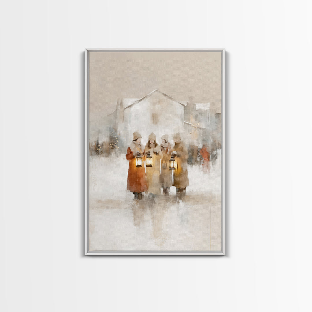 Village Sisters – Framed Canvas Print – Christian Art Canvas – Christian Wall Art – Christmas Art – Christian Christmas Art