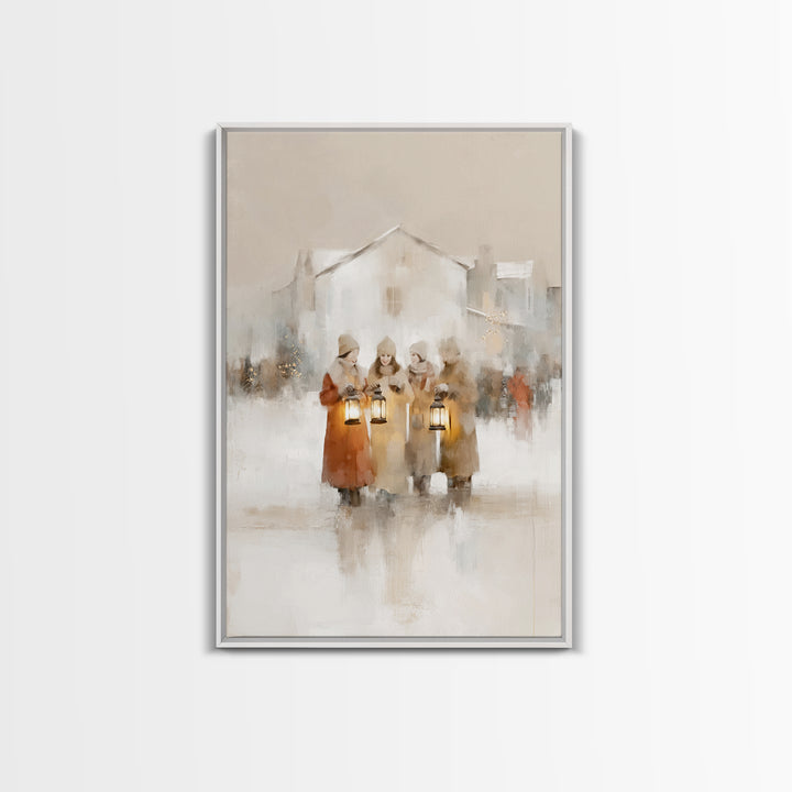 Village Sisters – Framed Canvas Print – Christian Art Canvas – Christian Wall Art – Christmas Art – Christian Christmas Art
