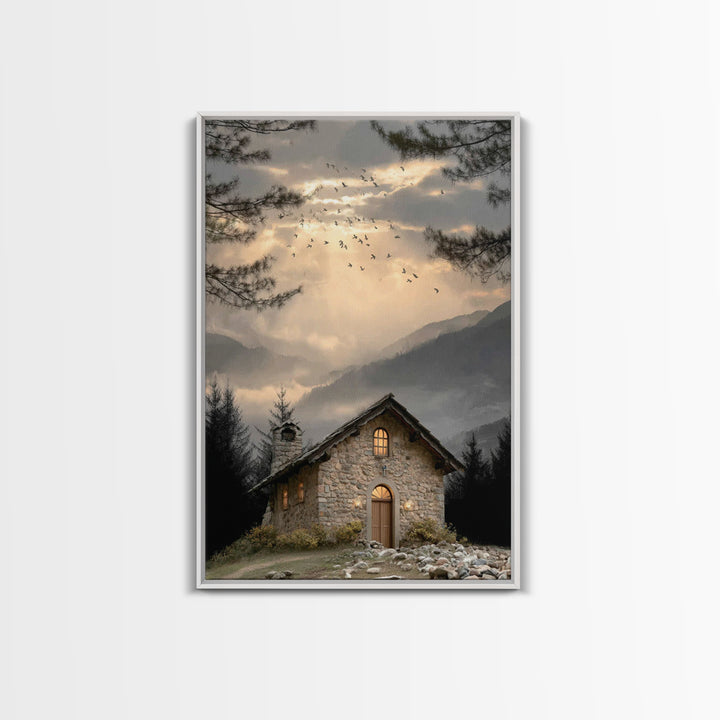 Evening Chapel – Framed Canvas Print – Christian Wall Art – Christian Art Canvas – Christian Decor – Christian Painting