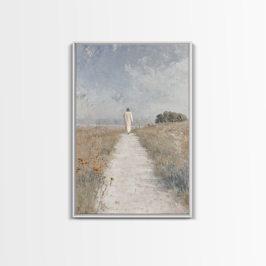 Meadow Journey – Framed Canvas Print – Christian Wall Art – Christian Art Canvas – Christian Painting – Minimalist Christian Art