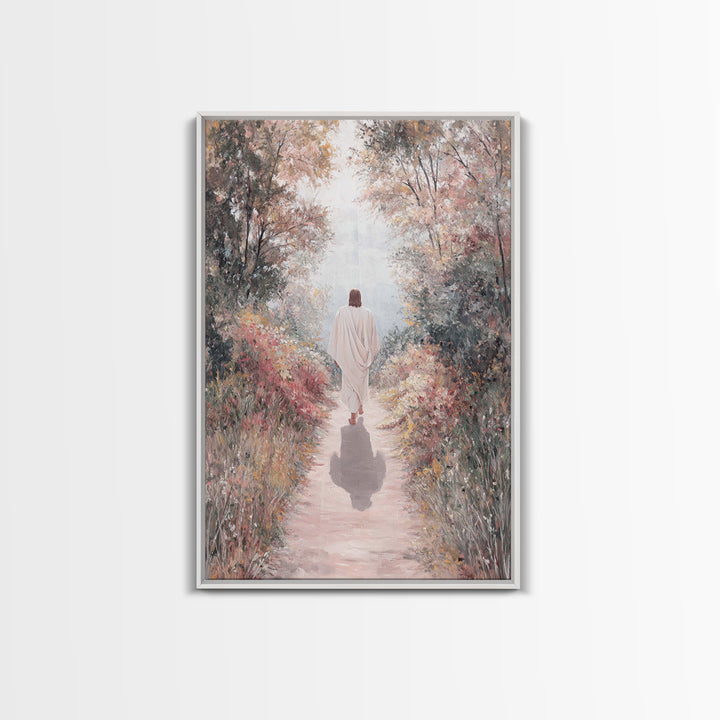 Autumn Walk Light – Framed Canvas Print – Christian Art Canvas – Christian Wall Art – Christian Art Painting – Modern Christian Painting
