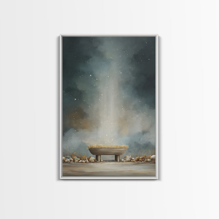 Holy Manger Light – Framed Canvas Print – Christian Wall Art – Christian Art Canvas – Christmas Art – Christian Christmas Art