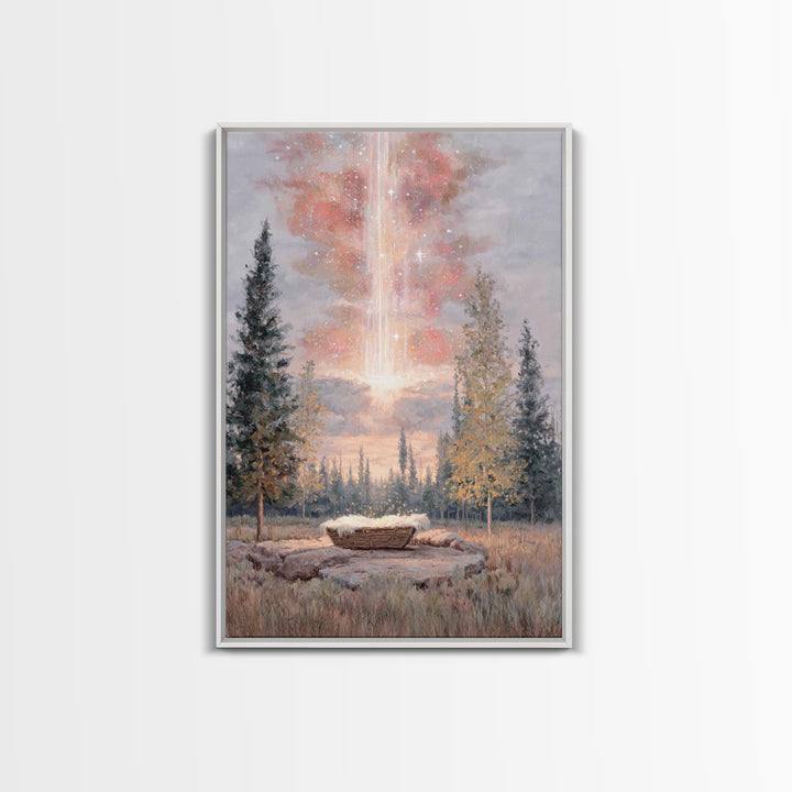 Celestial Birth Glory – Framed Canvas Print – Christian Wall Art – Christmas Art – Christian Art Canvas – Christian Christmas Art