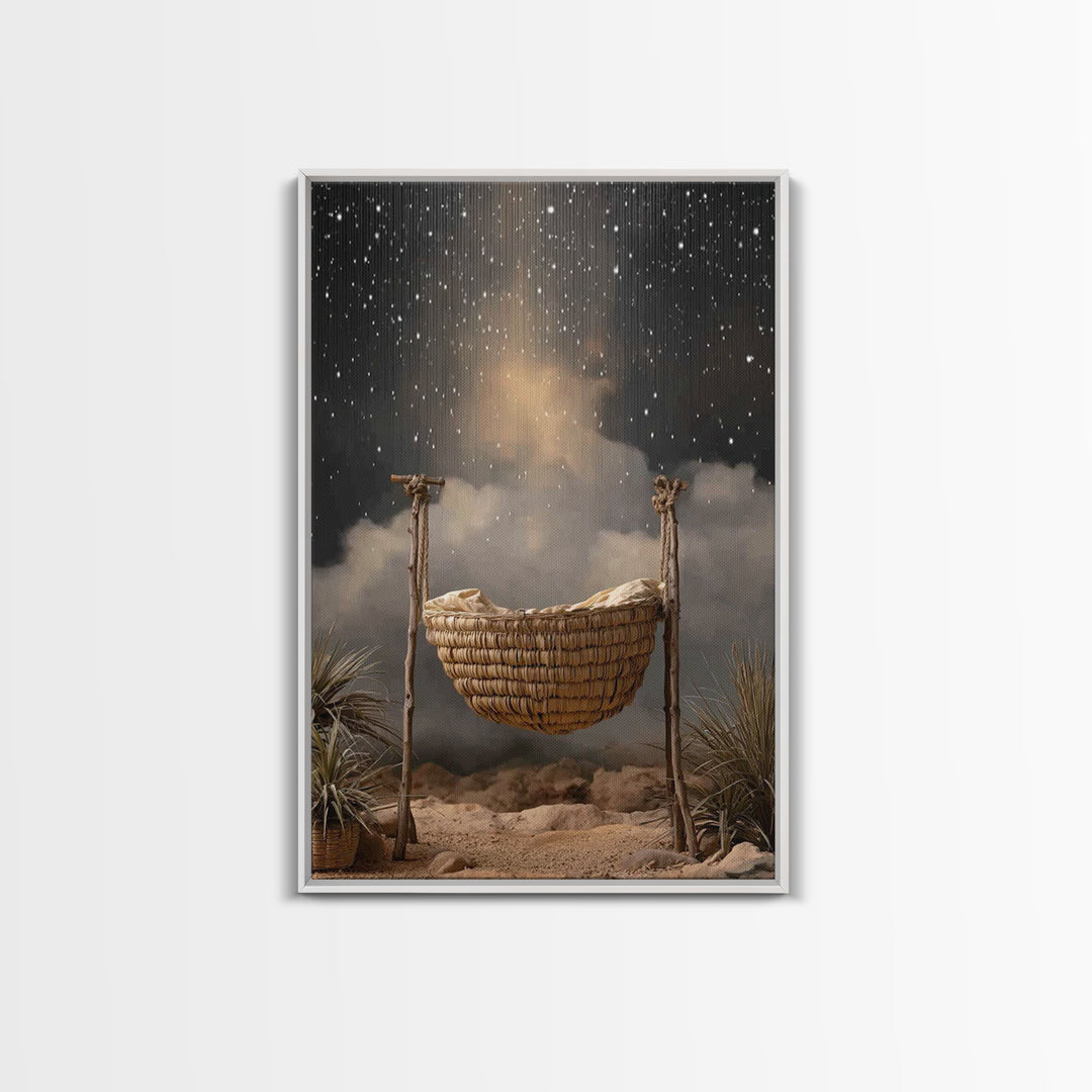 Night Of Promise – Framed Canvas Print – Christian Wall Art – Christian Christmas Art – Christian Art Canvas – Christmas Art
