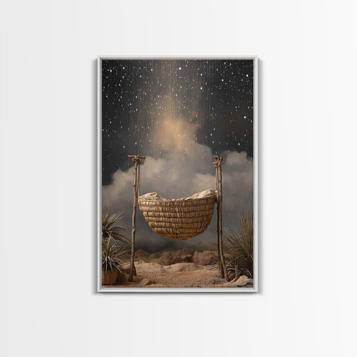 Night Of Promise – Framed Canvas Print – Christian Wall Art – Christian Christmas Art – Christian Art Canvas – Christmas Art