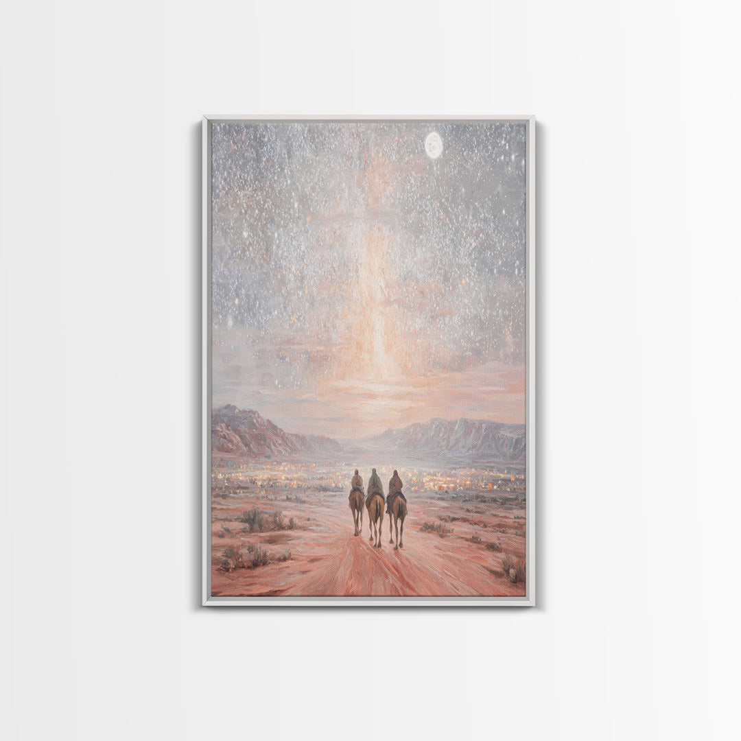 Journey By Starlight – Framed Canvas Print – Christian Art Canvas – Christian Wall Art – Christmas Art – Christian Christmas Decor