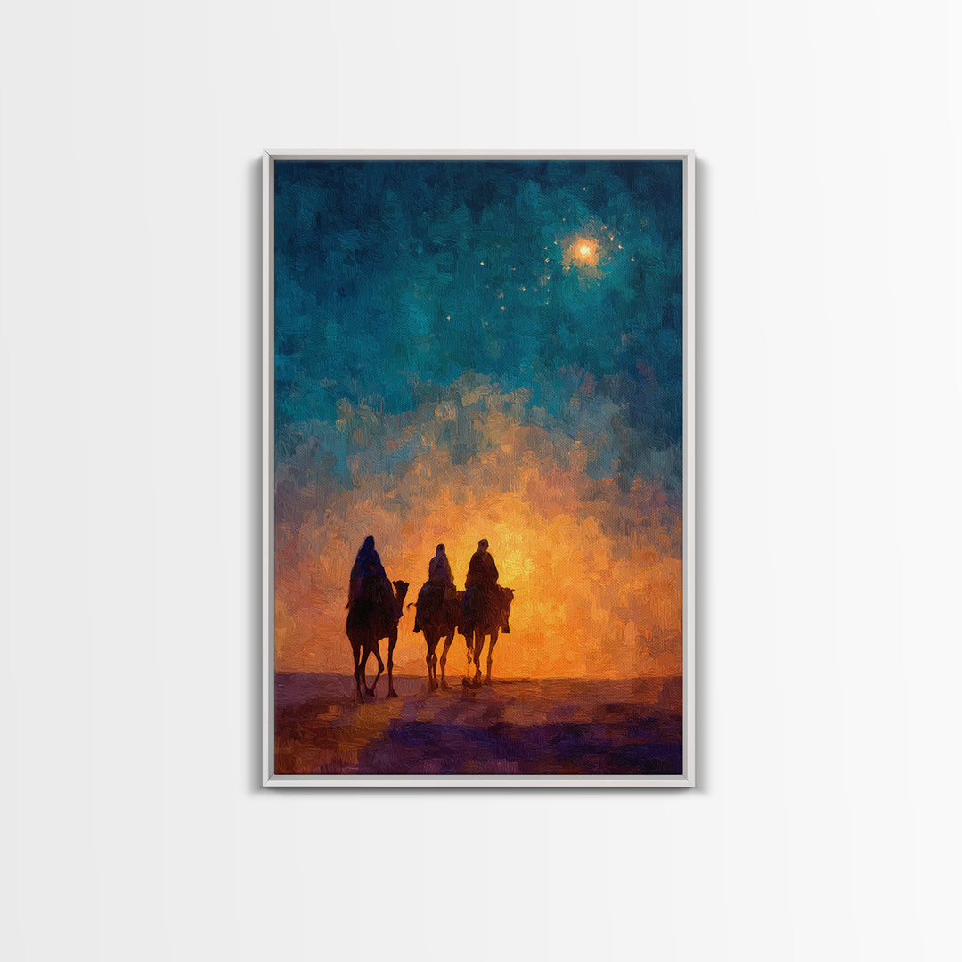 The Guiding Star – Framed Canvas Print – Christian Wall Art – Christian Art Canvas – Jesus Painting – Christmas Art