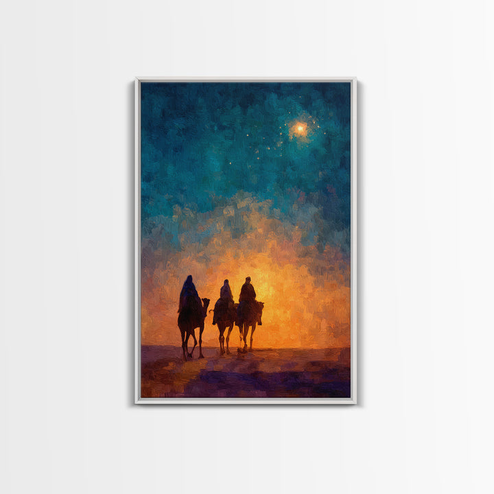 The Guiding Star – Framed Canvas Print – Christian Wall Art – Christian Art Canvas – Jesus Painting – Christmas Art
