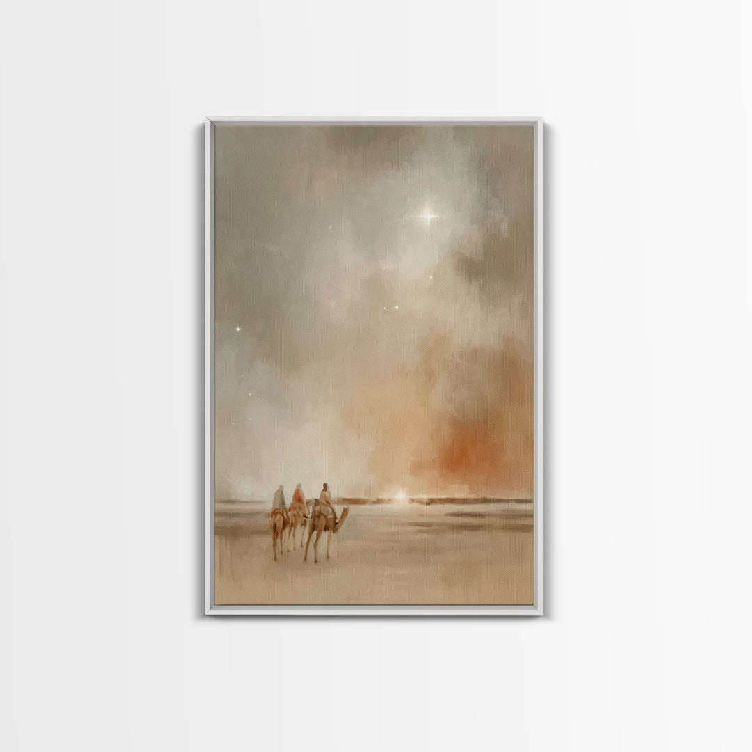 Three Kings Dawn – Framed Canvas Print – Christian Art Canvas – Christmas Wall Art – Jesus Painting – Christian Christmas Decor – Christian